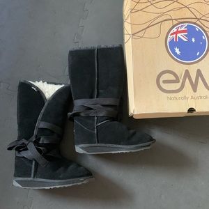 Emu Australia Suede Leather Black Winter Boots
